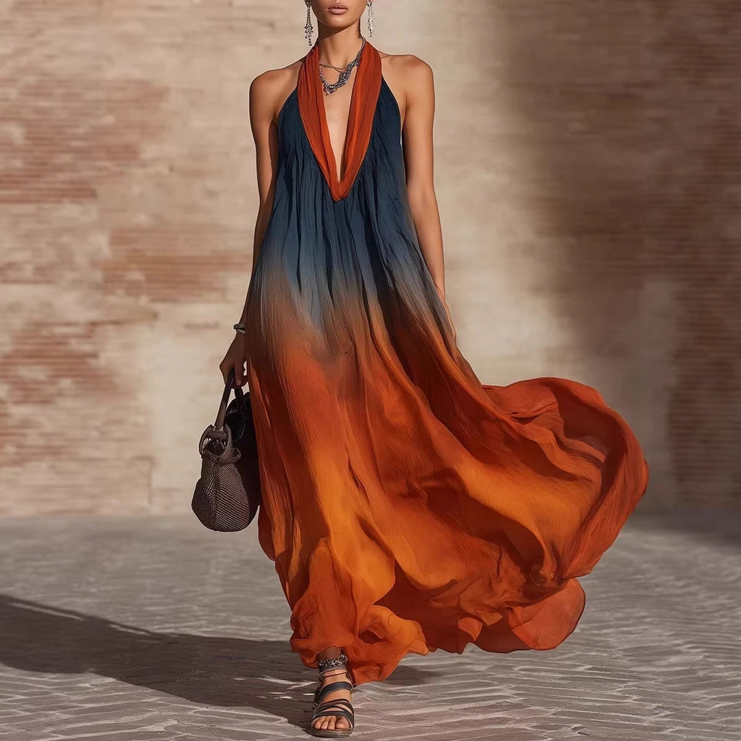 Women's Floral Sleeveless Maxi Dress - Bohemian Summer Long Dress-Omni Prime Goods