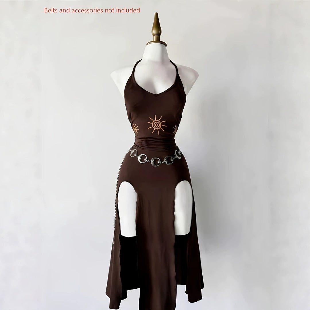 Women's Gothic Halter Neck Lace-Up Mini Dress - Sexy Night Out Outfit-Omni Prime Goods