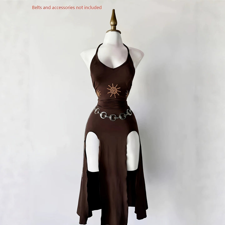 Women's Gothic Halter Neck Lace-Up Mini Dress - Sexy Night Out Outfit-Omni Prime Goods