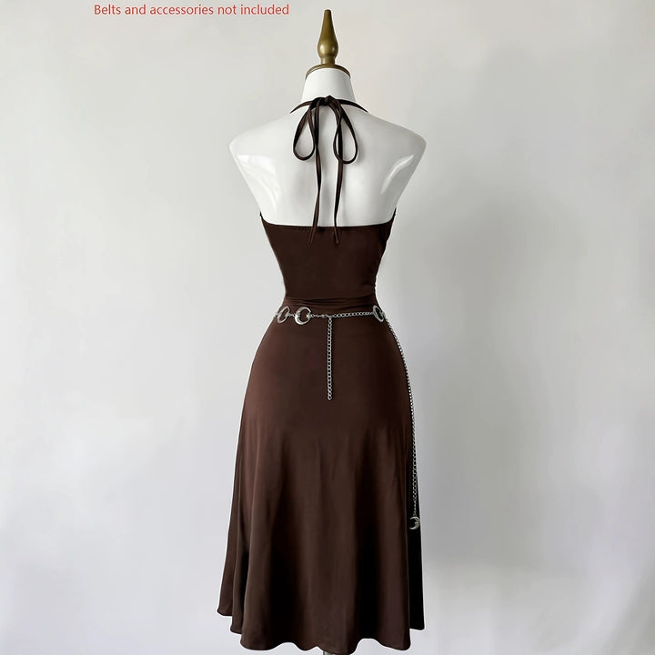 Women's Gothic Halter Neck Lace-Up Mini Dress - Sexy Night Out Outfit-Omni Prime Goods