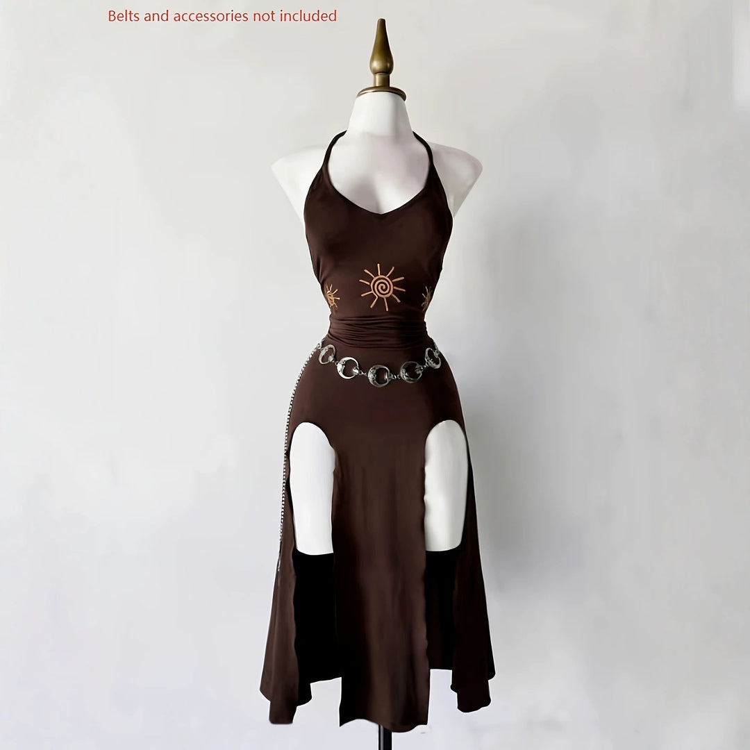 Women's Gothic Halter Neck Lace-Up Mini Dress - Sexy Night Out Outfit-Omni Prime Goods