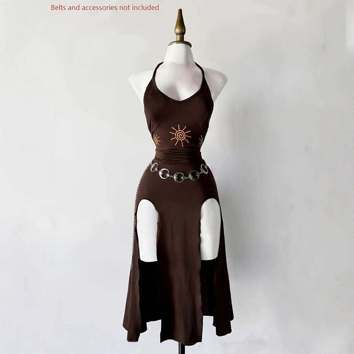 Women's Gothic Halter Neck Lace-Up Mini Dress - Sexy Night Out Outfit-Omni Prime Goods