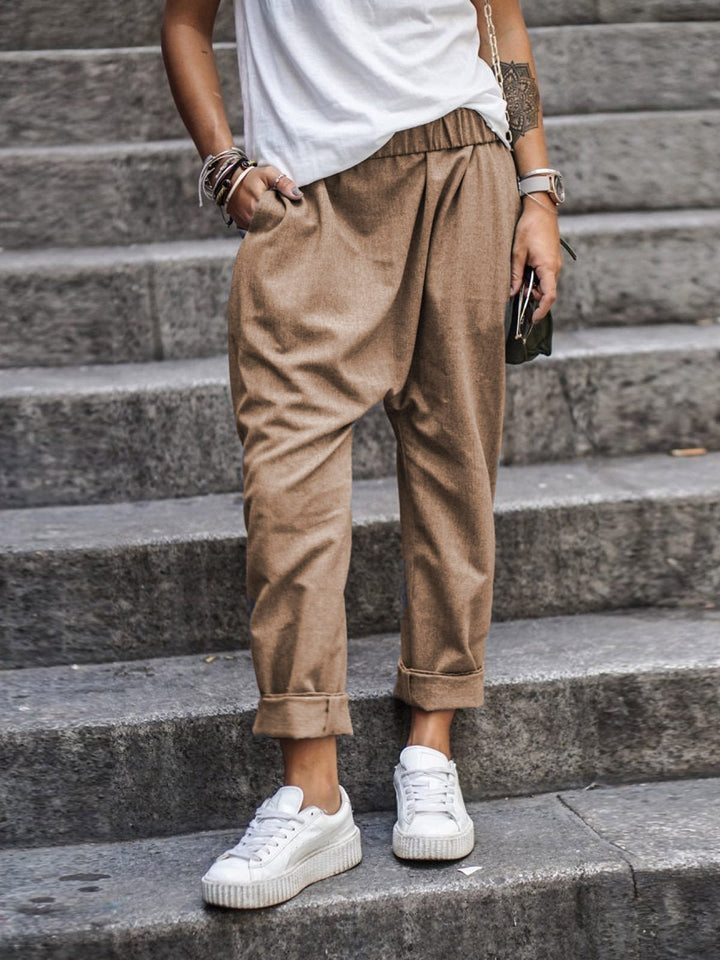 Women's Harem Pants with Elastic Waistband-Omni Prime Goods