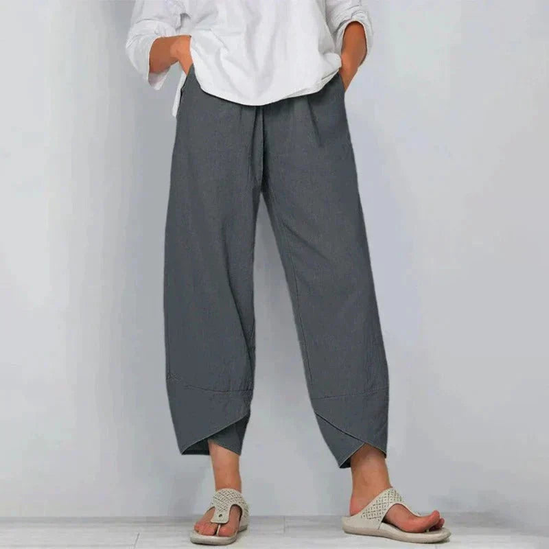 Women's High Waist Cropped Summer Trousers-Omni Prime Goods