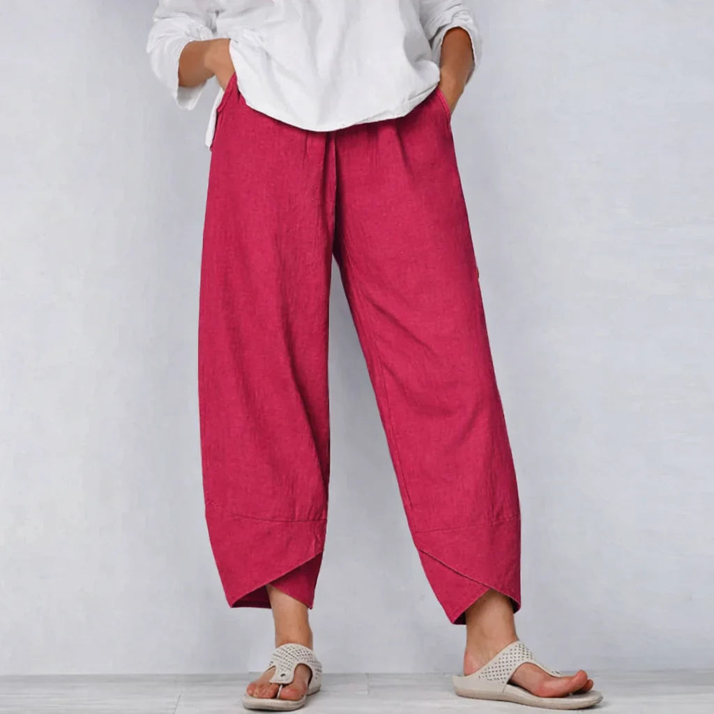 Women's High Waist Cropped Summer Trousers-Omni Prime Goods