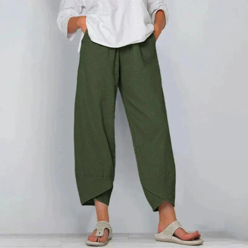 Women's High Waist Cropped Summer Trousers-Omni Prime Goods