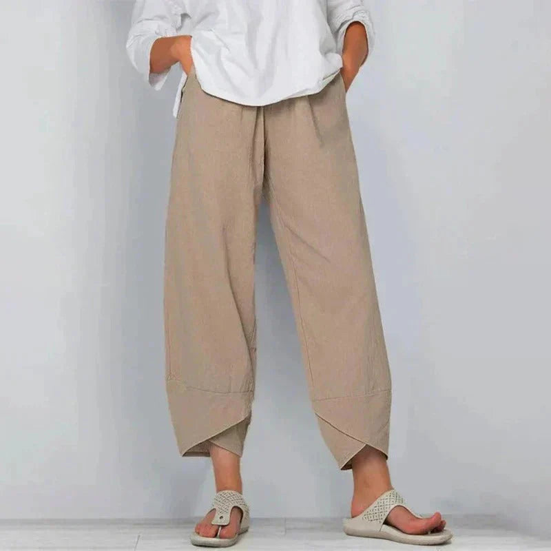 Women's High Waist Cropped Summer Trousers-Omni Prime Goods