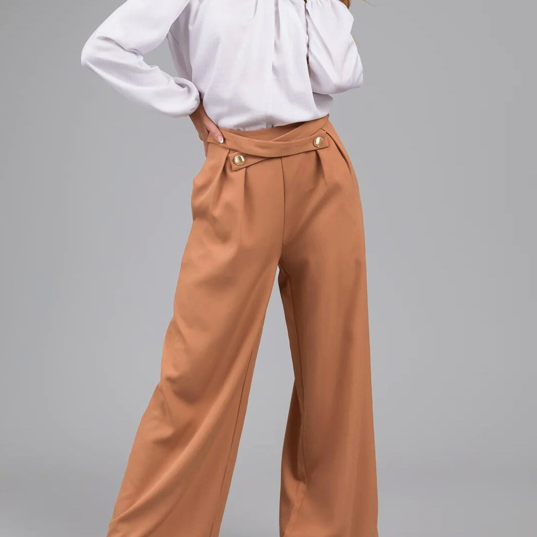 Women's High Waist Full Length Work Trousers-Omni Prime Goods