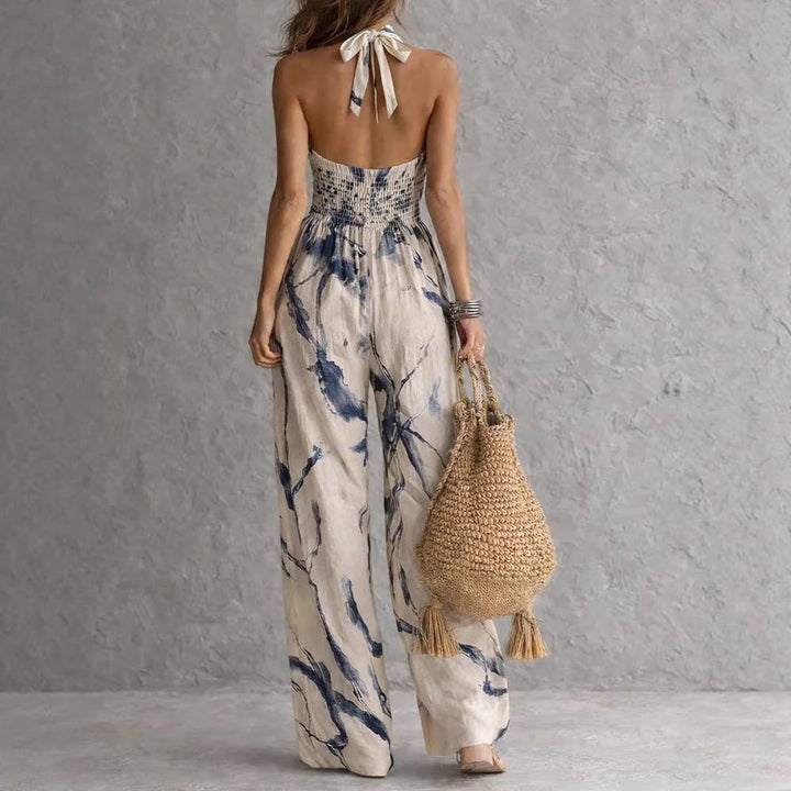 Women's High-Waist Halter Neck Flowy Jumpsuit-Omni Prime Goods