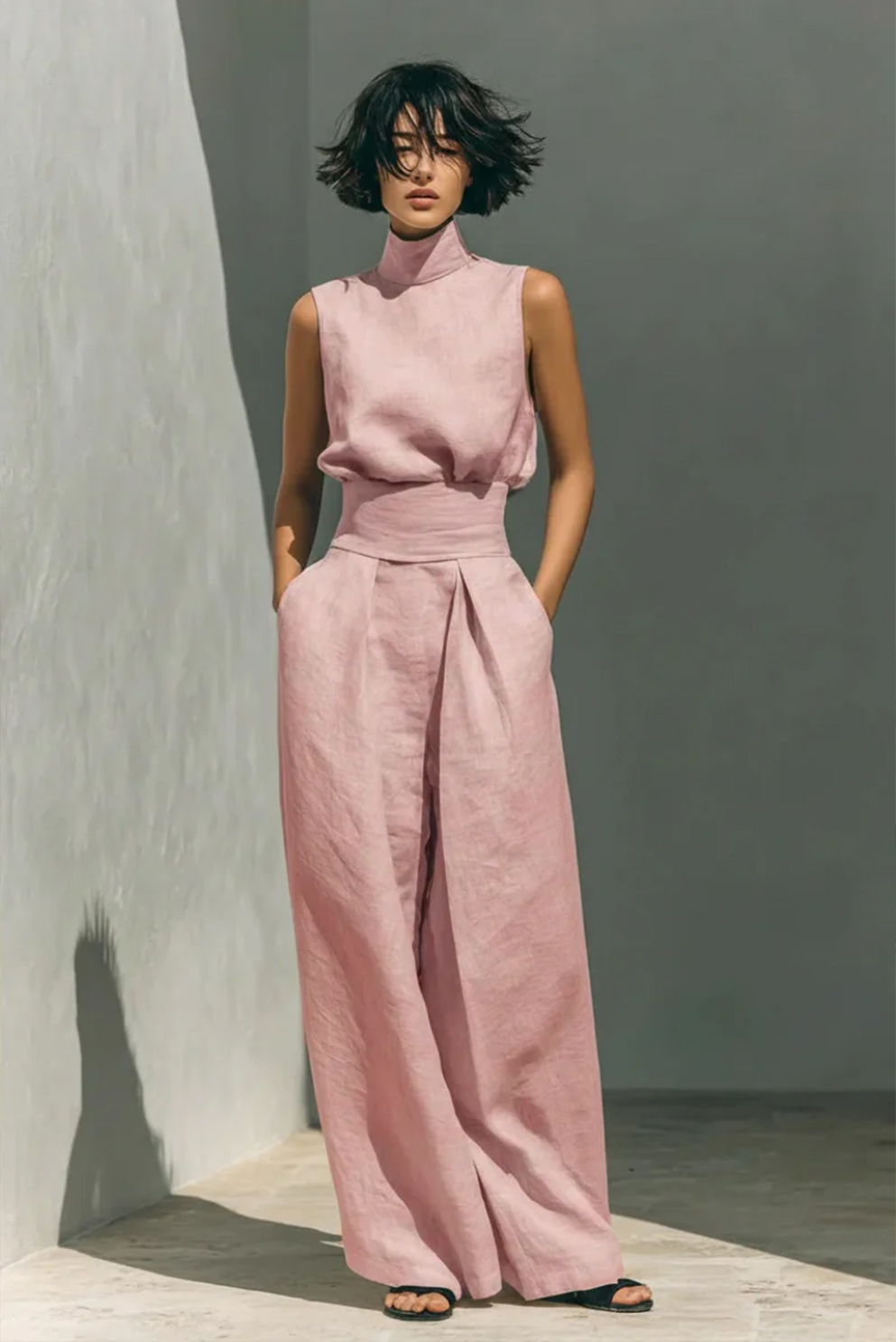 Women's High Waist Wide Leg Two Piece Outfit-Omni Prime Goods