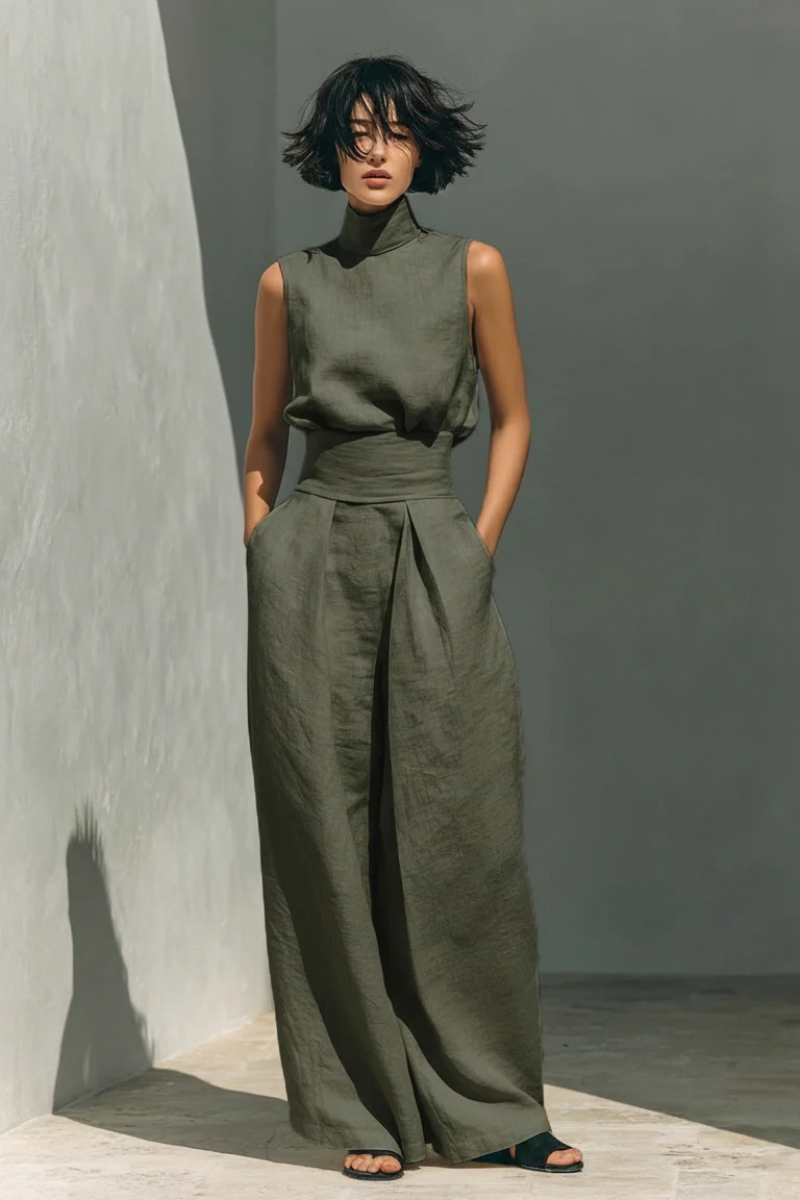 Women's High Waist Wide Leg Two Piece Outfit-Omni Prime Goods