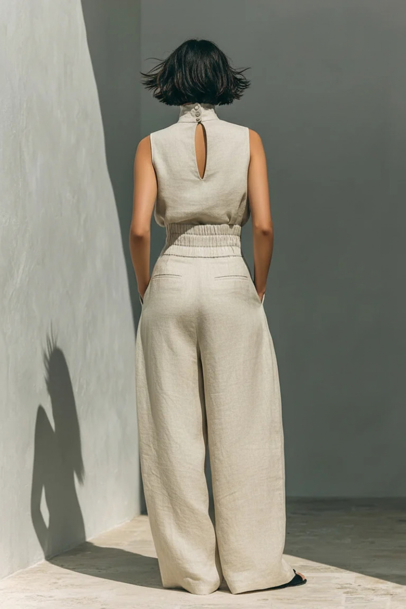 Women's High Waist Wide Leg Two Piece Outfit-Omni Prime Goods