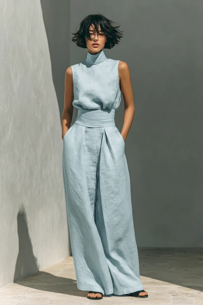 Women's High Waist Wide Leg Two Piece Outfit-Omni Prime Goods