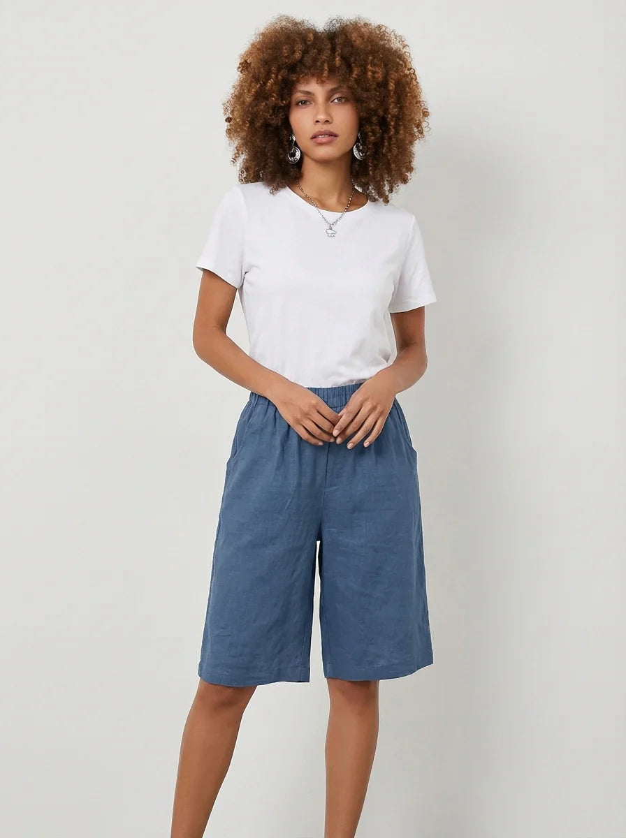 Women's High Waisted Summer Shorts with Elastic Waistband-Omni Prime Goods