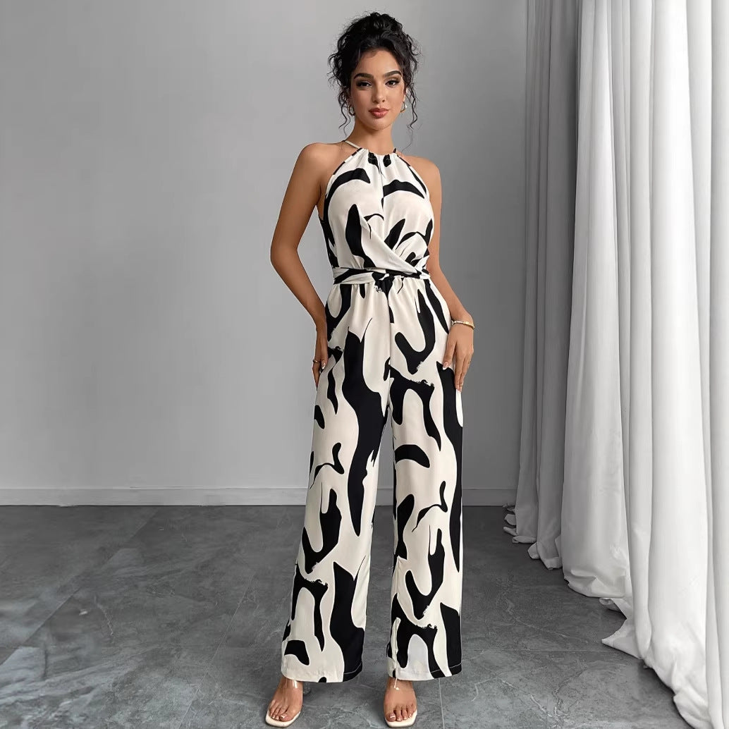 Women's Lightweight Printed Casual Summer Jumpsuit-Omni Prime Goods