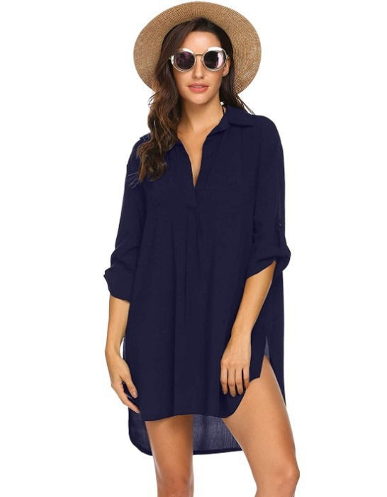 Women's Lightweight V-Neck Beach Cover Up Dress for Summer-Omni Prime Goods