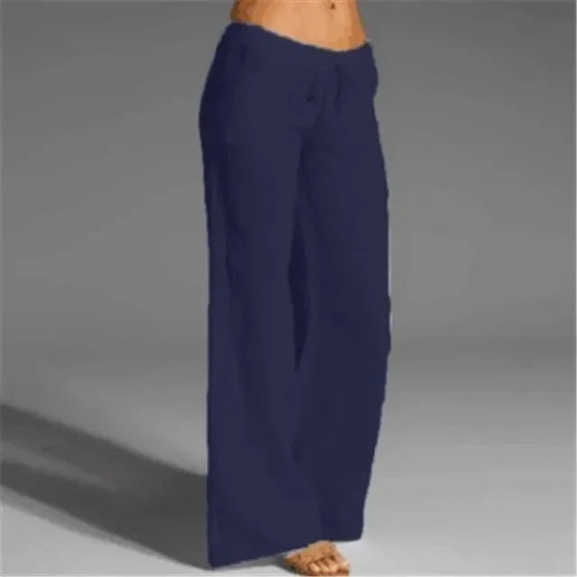Women's Linen Drawstring Trousers-Omni Prime Goods