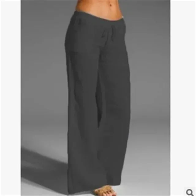 Women's Linen Drawstring Trousers-Omni Prime Goods