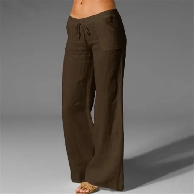 Women's Linen Drawstring Trousers-Omni Prime Goods