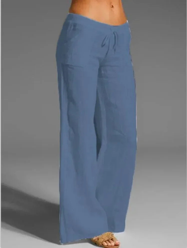 Women's Linen Drawstring Trousers-Omni Prime Goods
