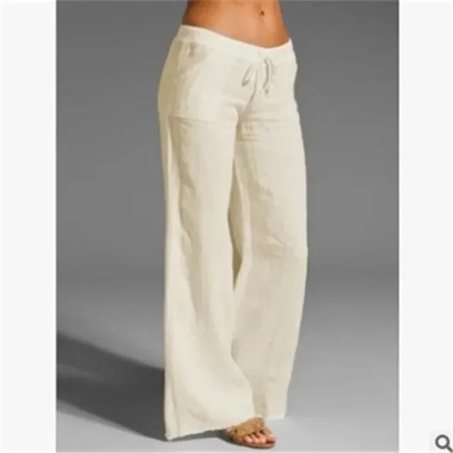 Women's Linen Drawstring Trousers-Omni Prime Goods