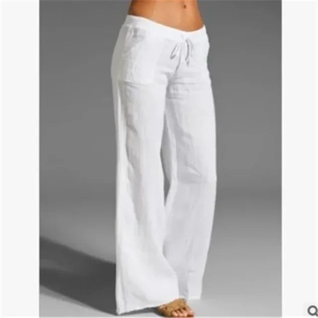 Women's Linen Drawstring Trousers-Omni Prime Goods