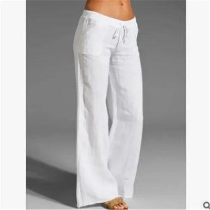 Women's Linen Drawstring Trousers-Omni Prime Goods