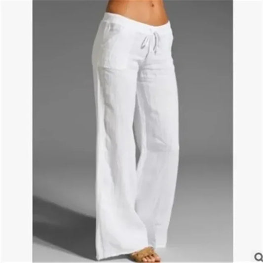 Women's Linen Drawstring Trousers-Omni Prime Goods