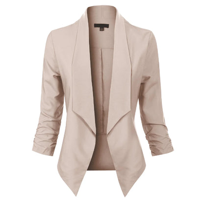 Women's Long Sleeve Open-Front Blazer-Omni Prime Goods