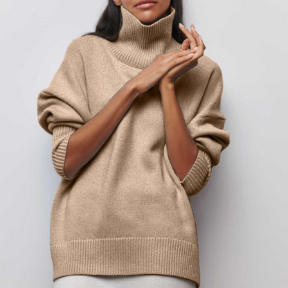Women's Long-Sleeve Roll-Neck Knit Sweater-Omni Prime Goods