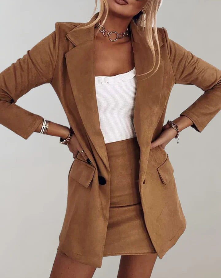 Women's Notched Lapel Slim Fit Two Piece Set-Omni Prime Goods