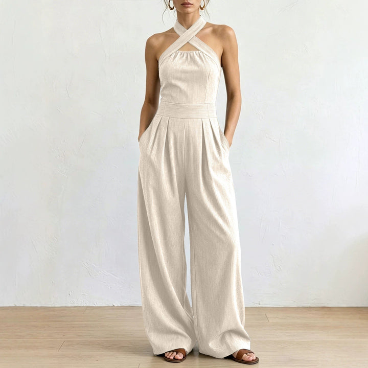 Women's Off Shoulder Halter Jumpsuit - Sleeveless Summer Romper-Omni Prime Goods
