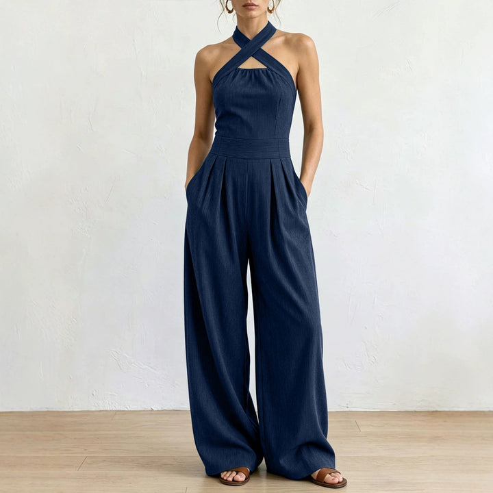 Women's Off Shoulder Halter Jumpsuit - Sleeveless Summer Romper-Omni Prime Goods