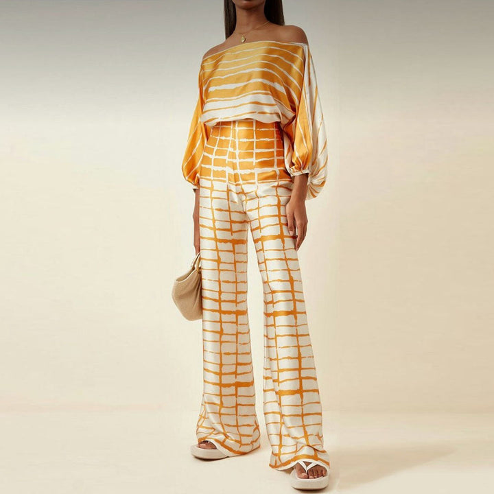 Women's Off Shoulder Long Sleeve Two Piece Outfit-Omni Prime Goods