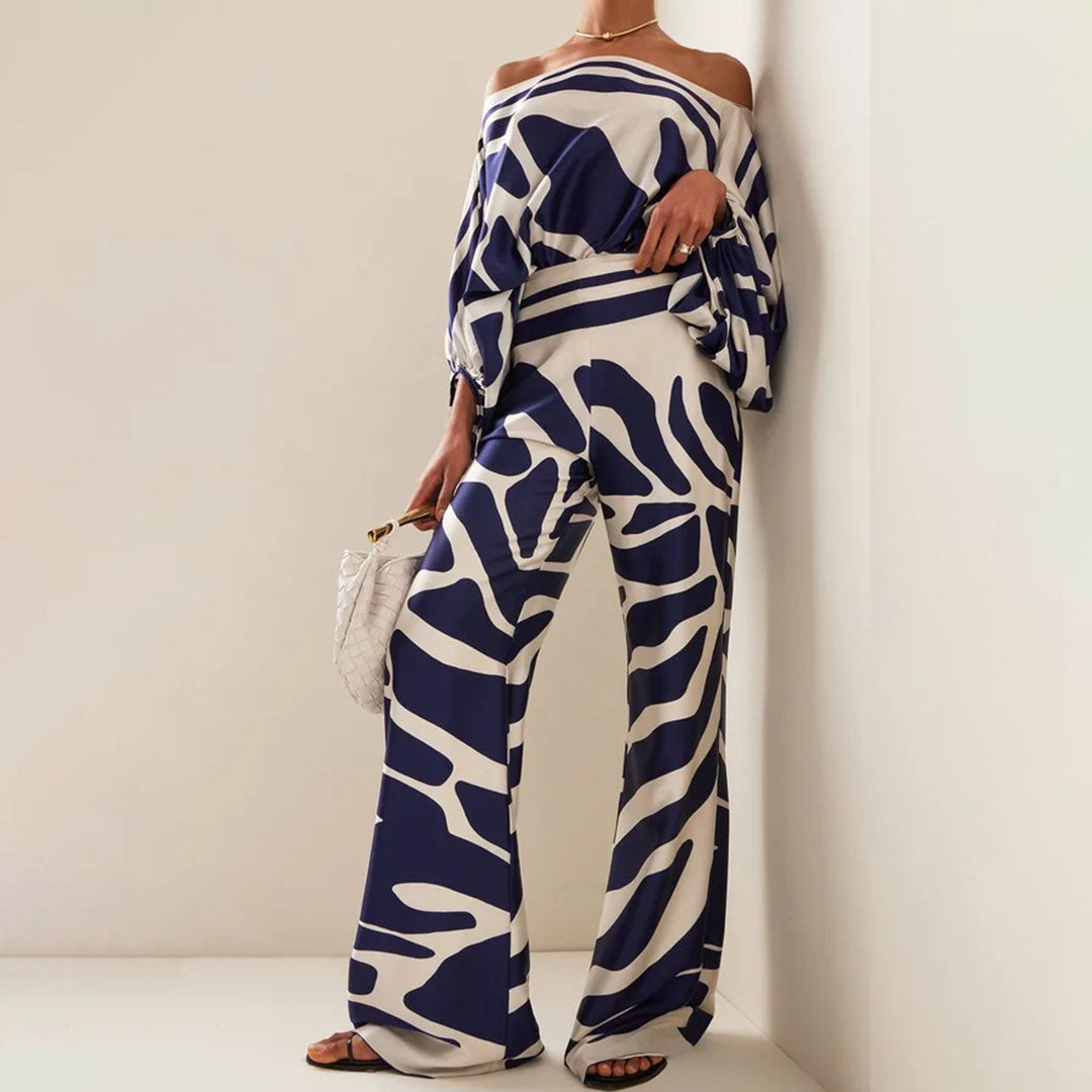 Women's Off Shoulder Long Sleeve Two Piece Outfit-Omni Prime Goods