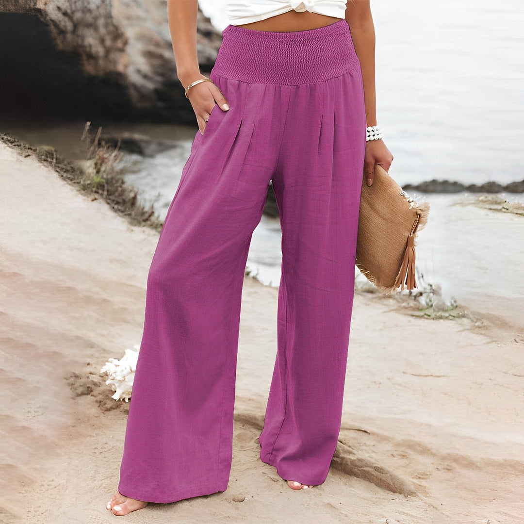 Women's Pleated Front Wide-Cut Pants-Omni Prime Goods