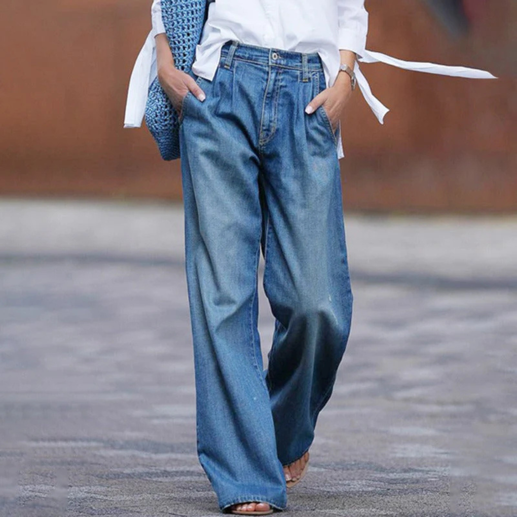Women's Relaxed Fit Wide-Cut Jeans-Omni Prime Goods