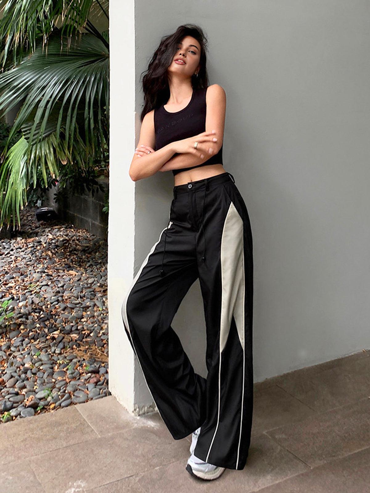 Women’s Relaxed Fit Wide-Leg Athletic Trousers | Sporty Design-Omni Prime Goods