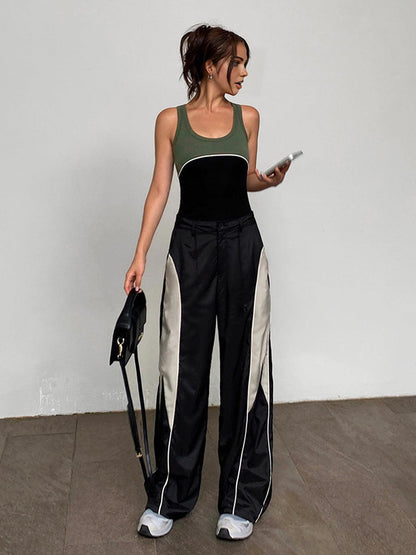 Women’s Relaxed Fit Wide-Leg Athletic Trousers | Sporty Design-Omni Prime Goods