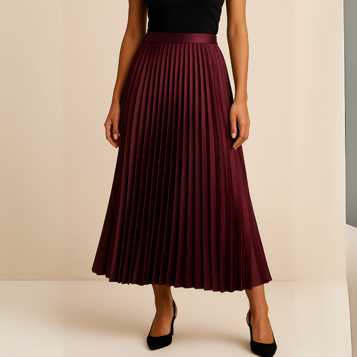 Women's Satin Pleated High-Waist Skirt-Omni Prime Goods