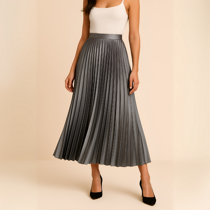 Women's Satin Pleated High-Waist Skirt-Omni Prime Goods