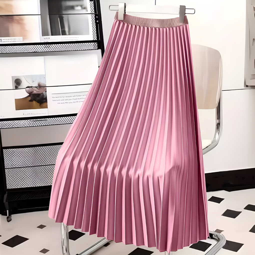 Women's Satin Pleated High-Waist Skirt-Omni Prime Goods