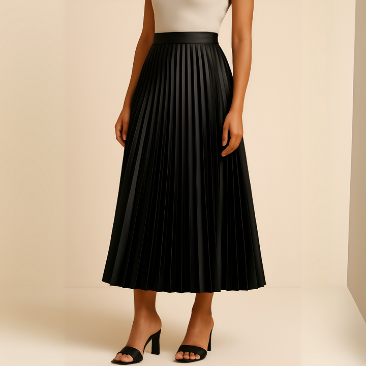 Women's Satin Pleated High-Waist Skirt-Omni Prime Goods