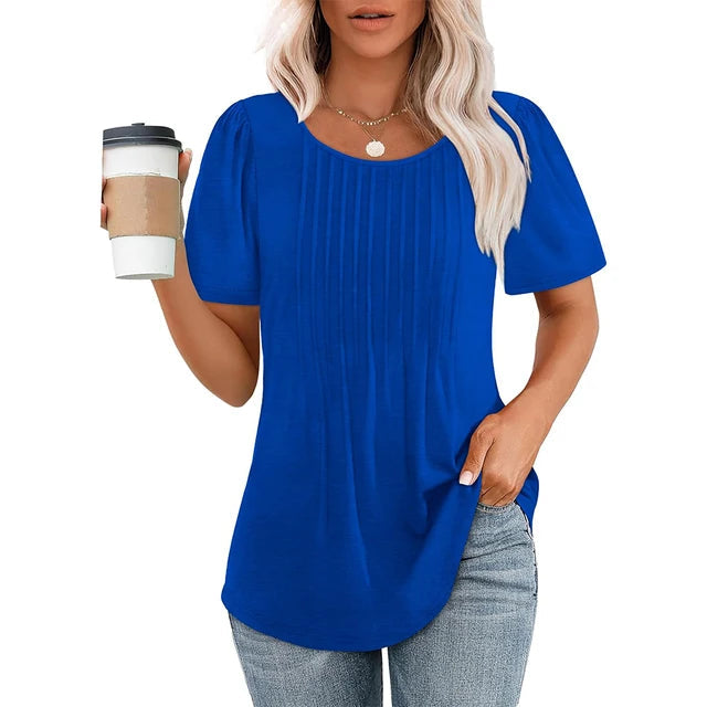 Women's Short Sleeve Round Neck Casual Top-Omni Prime Goods