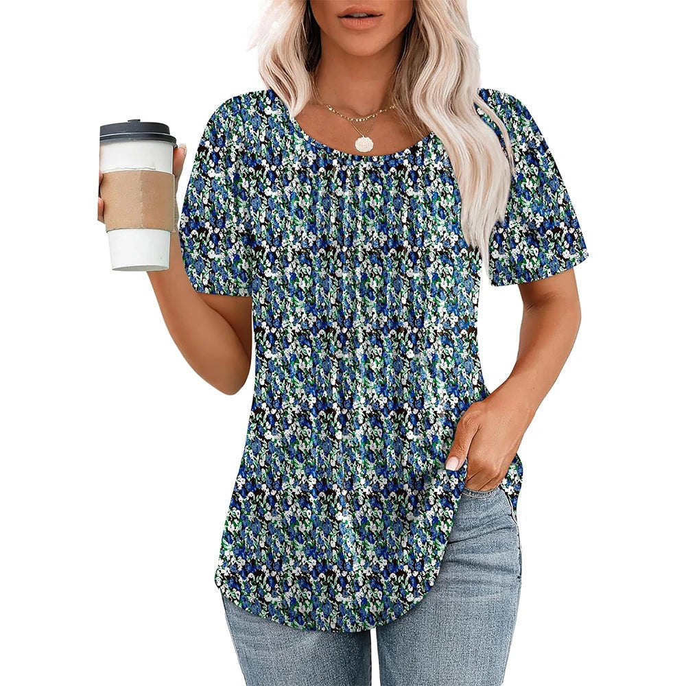 Women's Short Sleeve Round Neck Casual Top-Omni Prime Goods