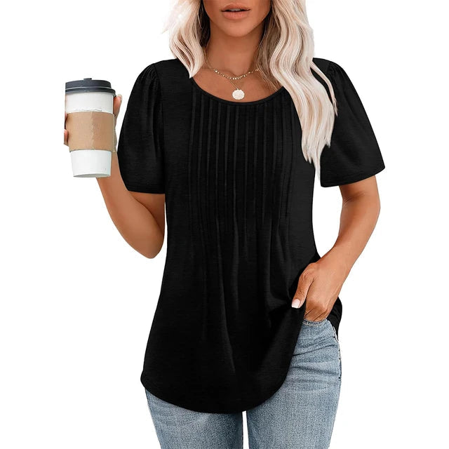 Women's Short Sleeve Round Neck Casual Top-Omni Prime Goods
