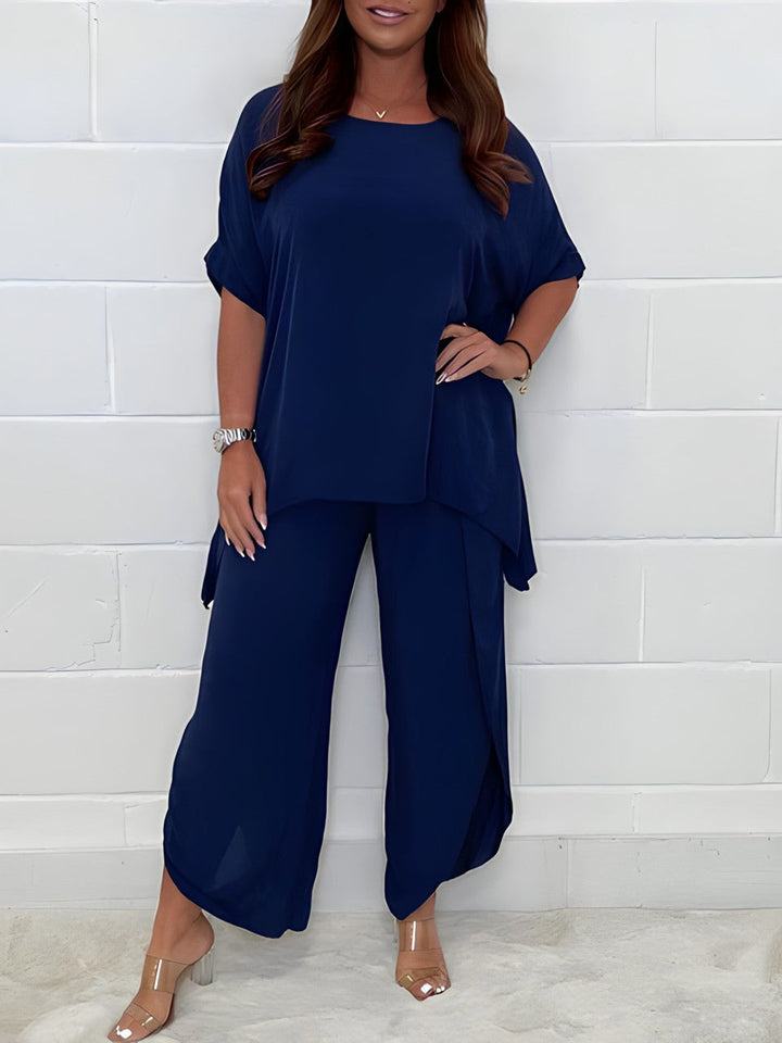 Women's Short Sleeve Wide Leg Two Piece Outfit-Omni Prime Goods