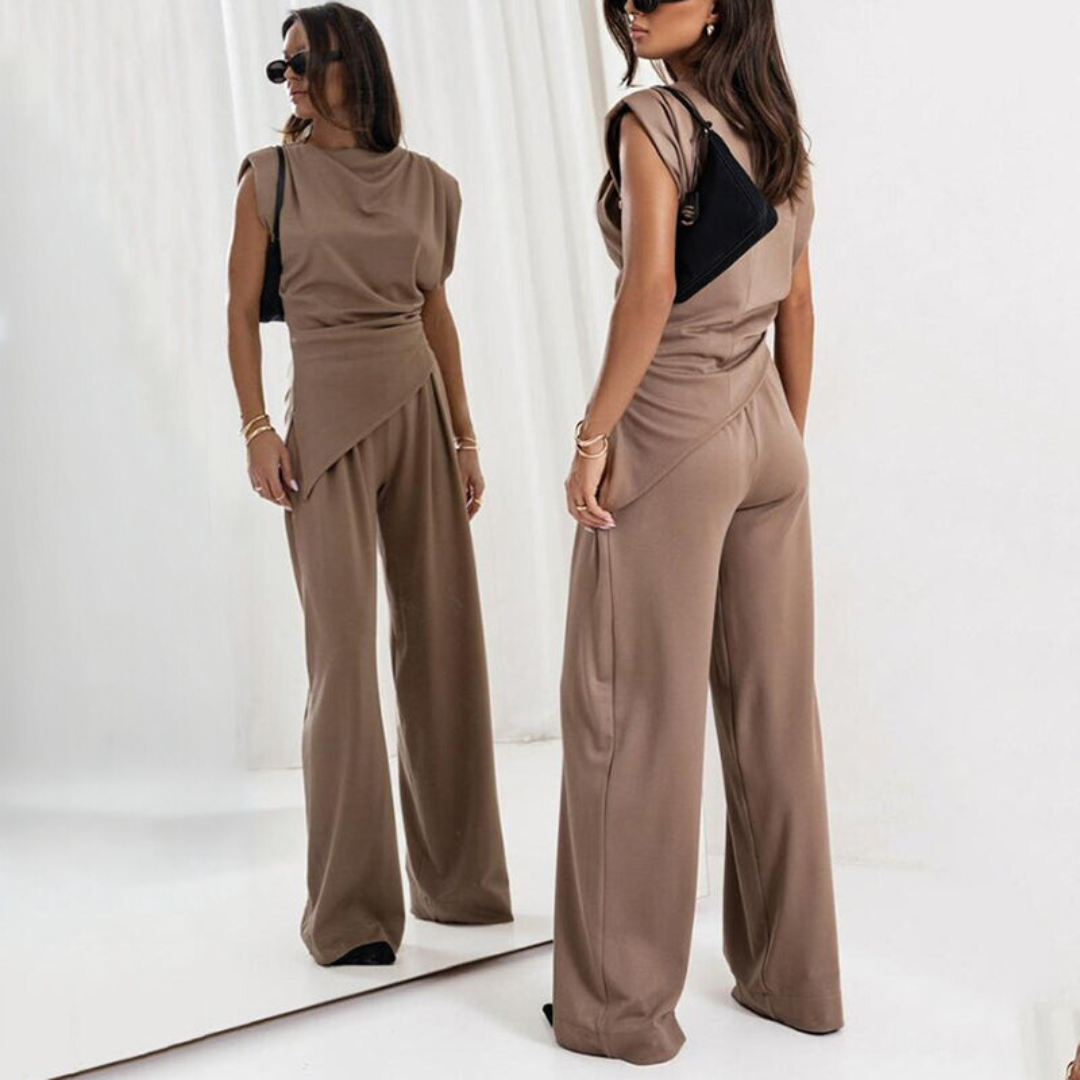Women's Sleeveless Draped Two-Piece Outfit-Omni Prime Goods