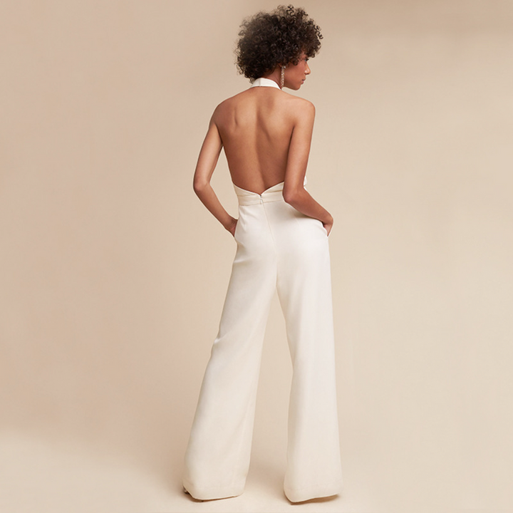 Women's Sleeveless V-Neck Wide Leg Jumpsuit-Omni Prime Goods