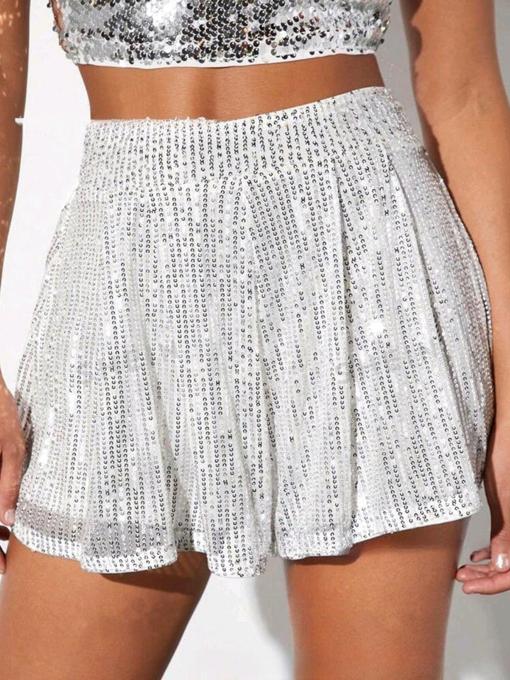Women's Sparkling Embellished Loose Midi Skirt for Evening Events-Omni Prime Goods